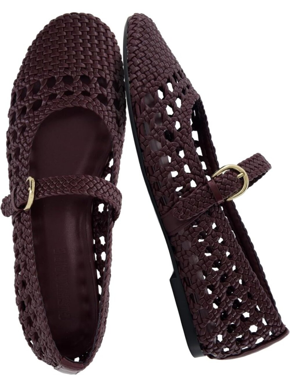 Women's Flats with Adjustable Strap –Comfortable Mary Jane Ballet Burgundy Flats